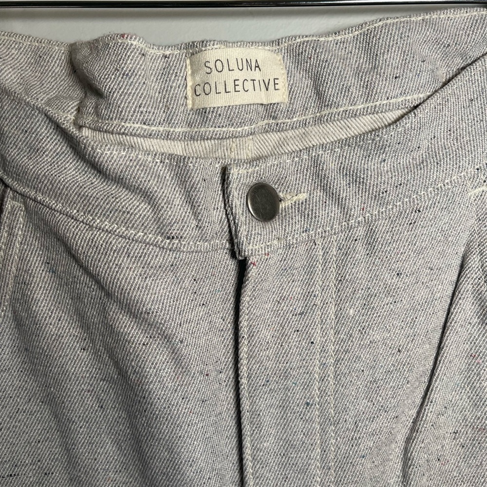 Soluna Collective Denim Pants Grey Adjustable Size 6 Upcycled Cotton Relaxed Fit - Picture 2 of 13